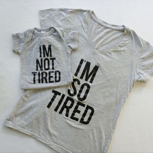 Mommy and Me graphic T set Women's size S and Baby 6m